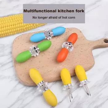 1 пара держателей для кукурузы, нержавеющие кукурузные шампуры, держатели для початков, стальные для барбекю для домашней кухни оранжевый