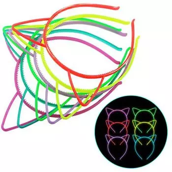 1 пара, детская пластиковая повязка на голову из смолы, светящаяся в темноте обруч для волос с кошачьими ушками, аксессуары для волос для дня рождения, косплея розы красного