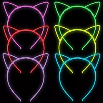 1 пара, детская пластиковая повязка на голову из смолы, светящаяся в темноте обруч для волос с кошачьими ушками, аксессуары для волос для дня рождения, косплея