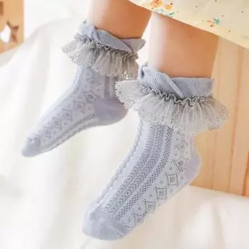 1 пара детских чулок, милые эластичные не знойные кружевные носки с оборками, макраме, аксессуары для младенцев M белый