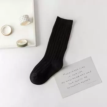 1 пара детских хлопковых носков для малышей, модные черно-белые полосатые носки до колена для девочек, летние дышащие школьные спортивные носки S(1-3 Years Old)