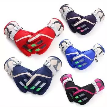 1 пара детских лыжных перчаток, зимние, холодные, ветрозащитные, теплые, спортивные перчатки для сноубординга для мальчиков и девочек, применимые 1pair красный