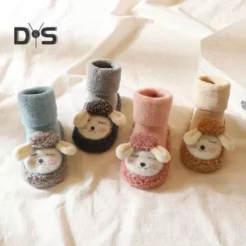 1 пара детских носков для детей от 1 до 3 лет с рисунком кукол из мультфильмов, всесезонная одежда, нескользящие носки для малышей, обувь для мальчиков и девочек, первые носки для ходьбы для младенцев L хаки