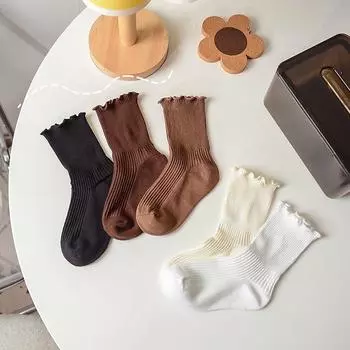 1 пара детских носков для девочек, простые однотонные носки до середины икры для маленьких девочек, весенне-летние хлопковые носки с оборками для девочек S красный