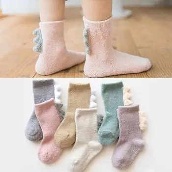 1 пара детских носков, милый дизайн, ручная стирка, утепленные детские короткие носки с героями мультфильмов, товары для малышей M серый