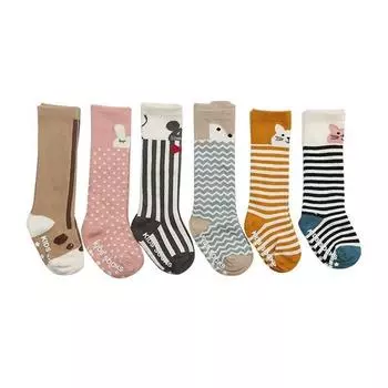 1 пара детских носков, модные хлопковые гольфы с милыми животными, детские милые носки для мальчиков и девочек, Нескользящие гетры с героями мультфильмов, От 0 до 4 лет S