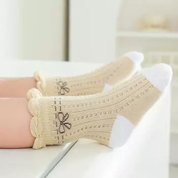 1 пара детских носков, очень мягкие хлопковые носки с изысканным узором, детские носки принцессы, домашние носки до щиколотки с принтом для младенцев M белый