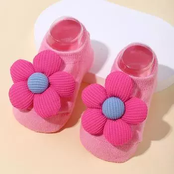 1 пара детских носков с цветочным принтом, милые, противоскользящие, с надписями, милые мультяшные дышащие носки для новорожденной девочки 0-1 года, аксессуары