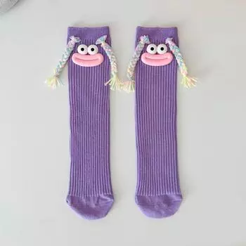 1 пара детских носков средней длины с разноцветными косичками «большой рот», забавные длинные носки, милые носки средней длины, забавные носки, подарок One Size