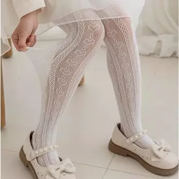 1 пара детских облегающих колготок принцессы с цветочным кружевом в стиле ретро для девочек, весенне-летние леггинсы, чулки, ажурные носки S
