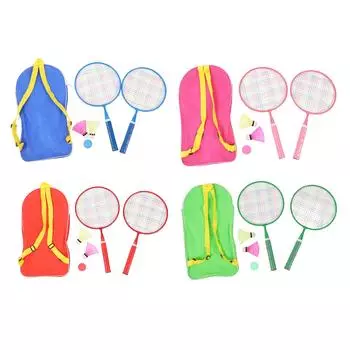 1 пара детских ракеток для бадминтона с сумкой для переноски, детский набор для бадминтона с 2 воланами, 1 табл. Blue