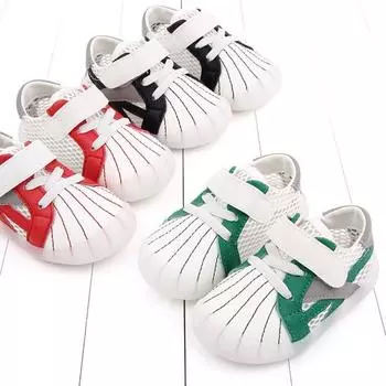 1 пара детских сандалий, дышащая искусственная кожа на резиновой подошве, сетчатая обувь для малышей, первые ходунки, летняя обувь 14 красный