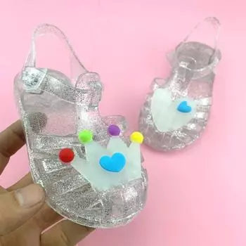 1 пара детских сандалий, износостойкие, нескользящие, летние детские сандалии с мультяшной короной для детей 26 белый