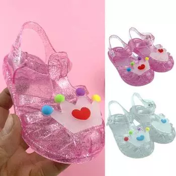 1 пара детских сандалий, износостойкие нескользящие прозрачные детские сандалии с мультяшной короной для детей 26 белый