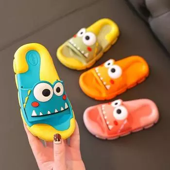 1 пара детских сандалий, носимые противоударные нескользящие детские тапочки с рисунком лягушки для дома S оранжевый