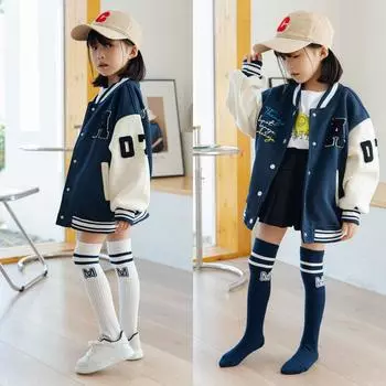 1 пара детских школьных носков для мальчиков и девочек, модные гольфы с надписью M для малышей, детские весенне-осенние хлопковые мягкие носки S