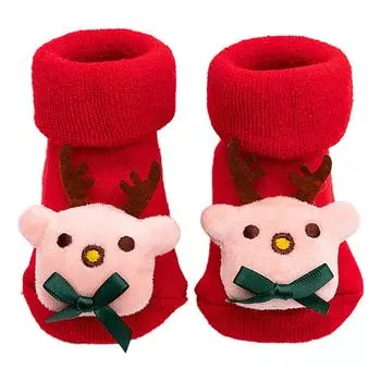 1 пара детских согревающих носков, нескользящие, милые рождественские чулки, зимние для мальчиков и девочек Red Moose