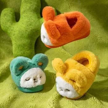 1 пара детских тапочек мультяшной формы, дышащие, без запаха, безопасные домашние тапочки для дома 8-9 Years жёлтый