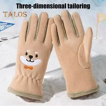 1 пара детских термоперчаток с рисунком из мультфильма, мягкие износостойкие зимние ветрозащитные водонепроницаемые термоперчатки A темно-синий