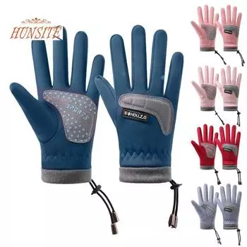 1 пара детских водонепроницаемых снежных перчаток унисекс, нескользящие, теплые перчатки с пятью пальцами, защита от холода, лыжные виды спорта, зимняя езда на велосипеде, аксессуары для улицы M светло-розовый