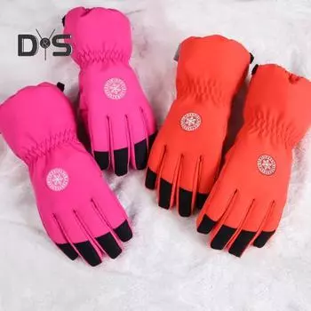 1 пара детских зимних лыжных перчаток с бархатной подкладкой, водонепроницаемые, унисекс, ветрозащитные, толстые, сохраняющие тепло, нескользящие, с отличным трением для ладони, для езды на велосипеде на открытом воздухе 10 Years оранжевый