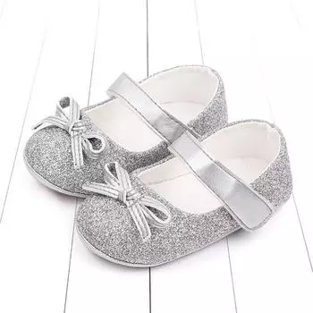 1 пара детской обуви, противоскользящая обувь из искусственной кожи с бантом для кроватки новорожденных 13cm
