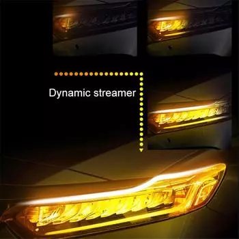 1 пара динамических DRL автомобильных гибких светодиодных дневных ходовых огней, указатели поворота, фары, водонепроницаемые, 30 см, 45 см, 60 см, белые, желтые 30cm ( 11.8inch )