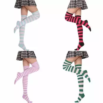 1 пара, длинные популярные чулки для девочек, хлопковые полосатые милые носки для косплея, милые носки выше колена, женские аксессуары для высоких ювелирных изделий до бедра 28