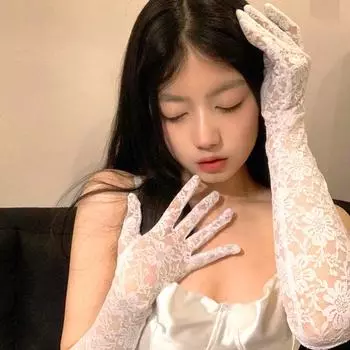 1 пара длинных перчаток, классные, солнцезащитные, дышащие, с цветочным принтом, модные, кружевные, Лолита, для вождения, готические, тонкие