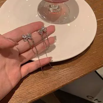 1 пара длинных сережек-клипс с кисточками для женщин и девочек, милые, крутые, из циркония, манжеты для хряща уха без пирсинга, ювелирные изделия в подарок