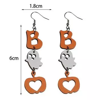 1 пара длинных висячих сережек серии Halloween, женские ретро-милые украшения, креативные забавные деревянные серьги с рисунком тыквы и кошки