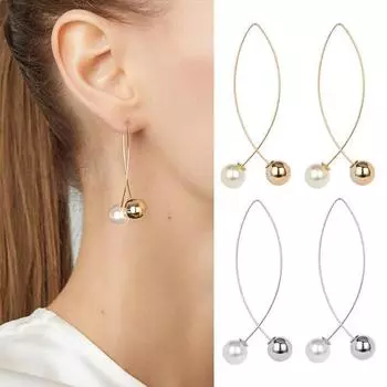 1 пара длинных жемчужных серег в скрещенном стиле, висячие серьги для женщин, серебро, золото, модные украшения золотой