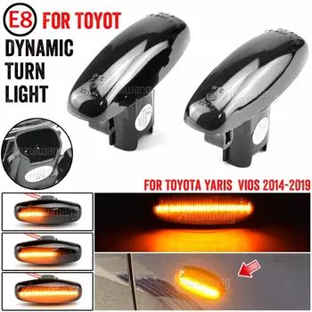 1 пара для Toyota Yaris Vios, автомобильный светодиодный динамический боковой габаритный указатель поворота, последовательный поворотник 2014 2015 2016 Dynamic Smoked