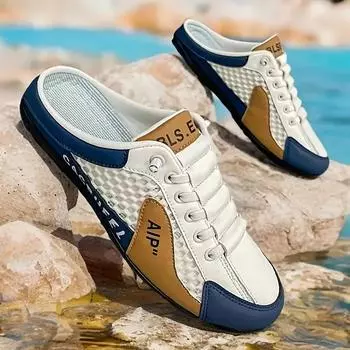 1 пара домашних сандалий, мужская обувь на плоской подошве, сетчатые низкие повседневные тапочки для улицы, пляжная обувь 39 бежевый