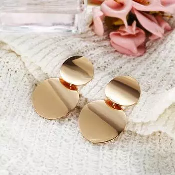 1 пара двойных круглых серег-гвоздиков с геометрическим преувеличенным элегантным золотистым, серебряным цветом для женщин и девочек, металлические серьги-гвоздики, модные ювелирные аксессуары на день рождения серебряный