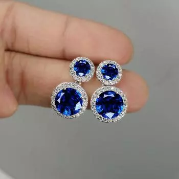 Модные двойные цветные серьги с кристаллами из кубического циркония зелёный