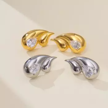 1 пара двухслойных цветных сережек из нержавеющей стали 316L с инкрустацией цирконом для женщин, пар, модные элегантные вечерние ювелирные изделия, подарочные аксессуары 28mm золотой