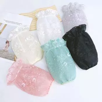 1 пара двухслойных манжет с кружевной вышивкой, защищающих от пятен, многоразовые зелёный