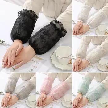 1 пара двухслойных манжет с кружевной вышивкой, защищающих от пятен, многоразовые