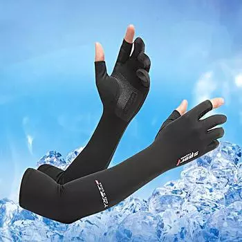 1 пара дышащих анти-УФ-солнцезащитных рукавов, длинные перчатки с половиной пальца, высокая эластичность, велосипедные перчатки