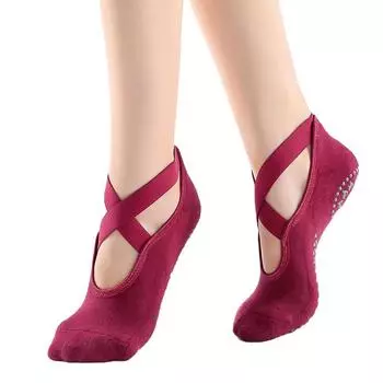 1 пара дышащих хлопковых носков для йоги, тренировок в помещении, носки с противоскользящей точкой