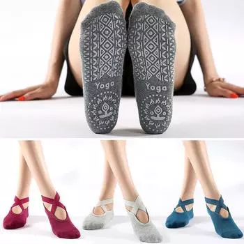 1 пара дышащих хлопковых носков для йоги, тренировок в помещении, носки с противоскользящей точкой