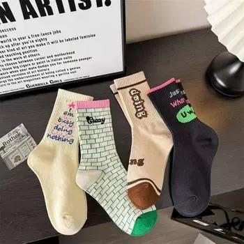 1 пара дышащих и не пропускающих запахи женских носков средней длины на осень и зиму. Модные и универсальные женские носки, размер 34-42 One Size чёрный