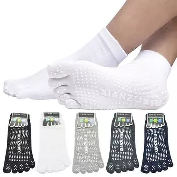 1 пара дышащих мужских хлопковых носков, носки для йоги чёрный