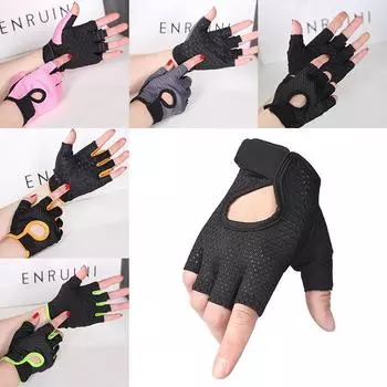 1 пара дышащих нескользящих перчаток для тяжелой атлетики, фитнеса, велоспорта, тренировки с половиной пальцев, пешего туризма L зелёный