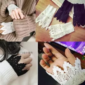 1 пара, фальшивые искусственные рукава, кружевные манжеты на запястье, браслет, викторианский костюм в стиле стимпанк, эластичный чёрный