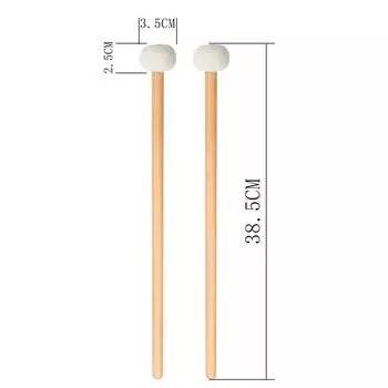 1 пара фетровых барабанных палочек с деревянной ручкой для ударных инструментов белого цвета белый