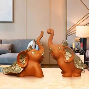 1 пара фигурок слонов, смоляные игровые слоны, украшения, статуэтки слонов на удачу, домашний офис, декор для стола, книжной полки, подставки под телевизор белый
