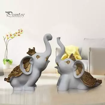 1 пара фигурок слонов, смоляные игровые слоны, украшения, статуэтки слонов на удачу, домашний офис, декор для стола, книжной полки, подставки под телевизор оранжевый