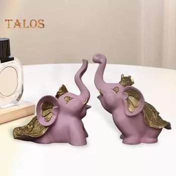 1 пара фигурок слонов, смоляные игровые слоны, украшения, статуэтки слонов на удачу, домашний офис, декор для стола, книжной полки, подставки под телевизор белый
